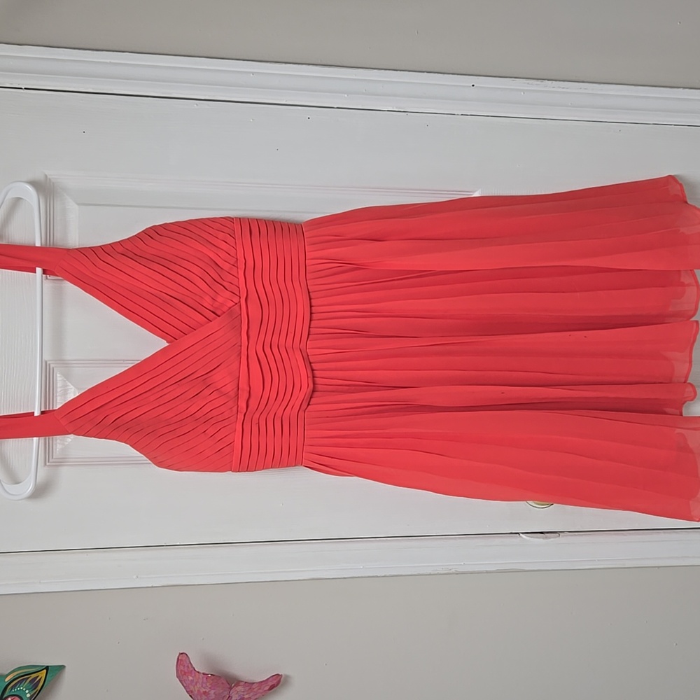 Chic by Jacob party dress, salmon, pleated, crossed in the chest, fully lined